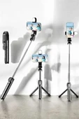 Tripod Kablosuz Bluetooth Bağlantılı Selfie Çubuğu 360 Derece Dönebilen - Resim 2