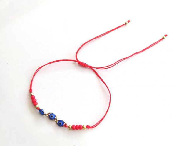 Sıralı Boncuk Nazarlı Ayarlanabilir İp Bileklik Kadın Genç Kız Çocuk Noel 10025 - 2