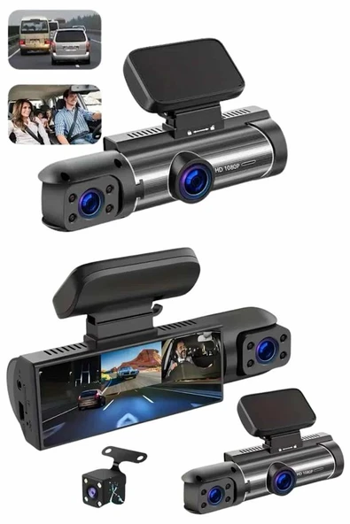 Video ve Fotoğraf Kaydedici Sürüş Kamerası Ön ve Arka Çift Kameralı ürün görseli