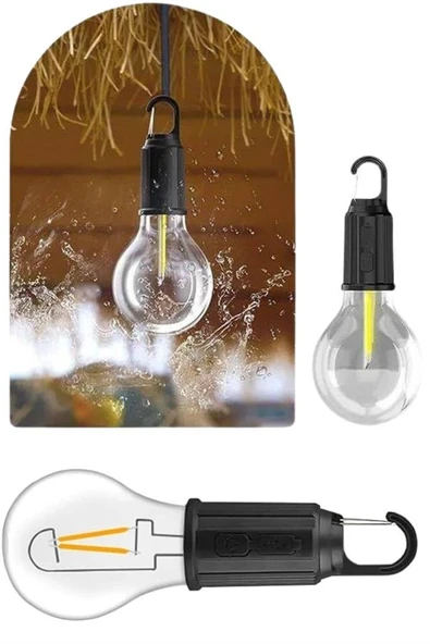 Taşınabilir Şarjlı Led Ampul Askılı Lamba Kamp Bahçe Lambası ürün görseli 1