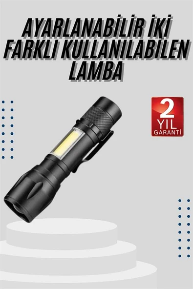 EL Feneri Uzun Menzilli Usb Şarj Edilebilir Kamp Lambası - Resim 2
