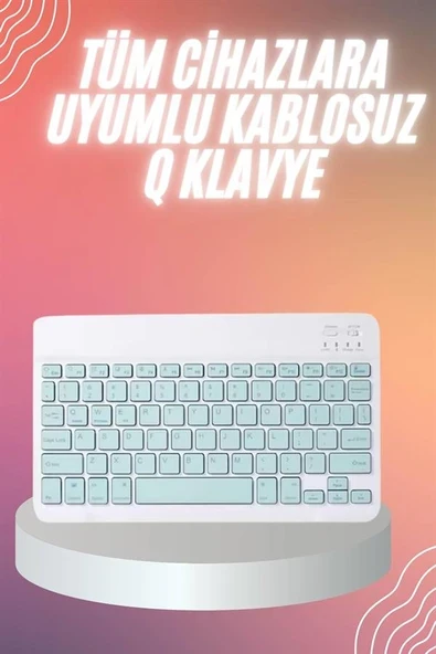 Bluetooh Wıreless Keyboard Siyah Q Klavye İOS Ipad Android Windows Uyumlu ürün görseli 1