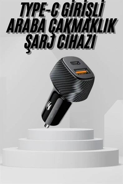 Araç İçi Şarj Cihazı 38W Güç Kapasiteli Type-C Girişli Araba Çakmaklık - Resim 2