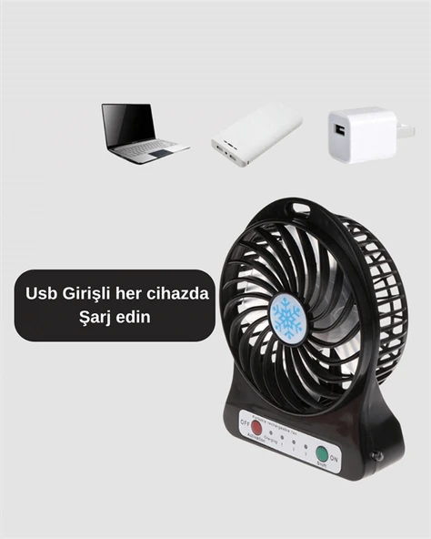 Mini USB Fan – Şarj Edilebilir, Işıklı, 3 Kademe, Taşınabilir Masaüstü Vantilatör ürün görseli 1