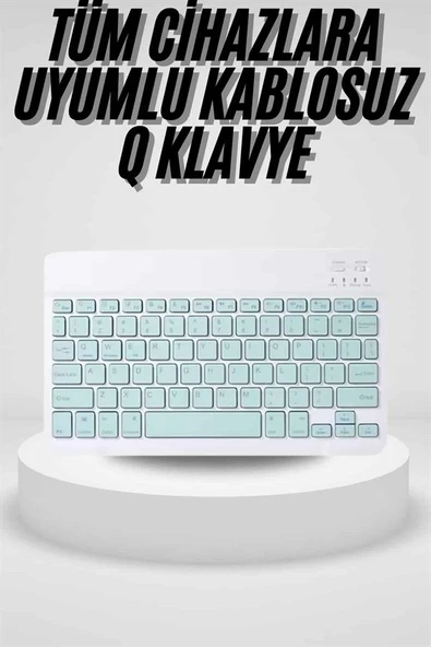Uyumlu Kablosuz Bluetooth Şarj Edilebilir Mini Q Klavye - 2