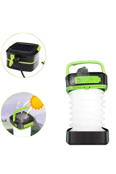 Kamp Lambası Katlanabilir Lamba Solar Şarjlı Led Lamba El Fenerli ürün görseli