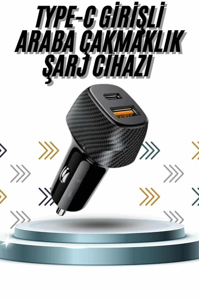 Hızlı Oto Şarj Cihazı 38W Çift Girişli HIzlı Şarj Oto Çakmaklık Type-C - Resim 2