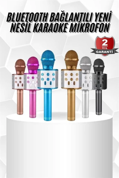 Karaoke Mikrofon Bluetooth Bağlantılı Aux Girişli Uzun Pil Ömrü Yüksek Ses Kaliteli - Resim 2