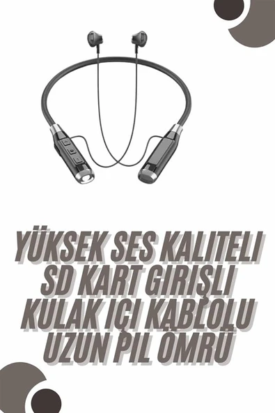 120 Saat Bluetooth Kulaklık Kablolu Boyun Askılı SD Kart Girişli ANC Özellikli