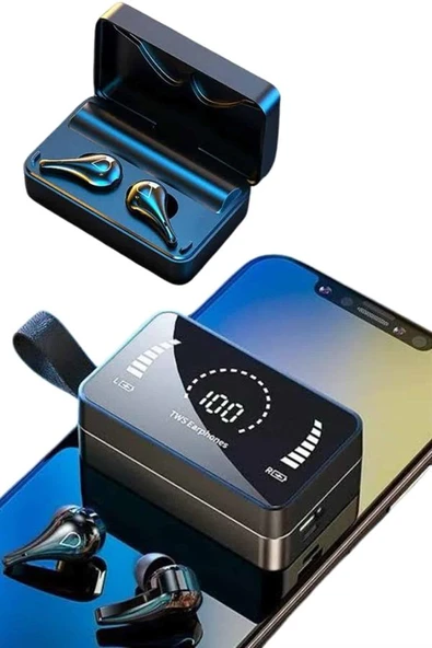 TWS Bluetooth Kulaklık Kablosuz Uzun Pil Ömrü Dijital Göstergeli Powerbank - 1