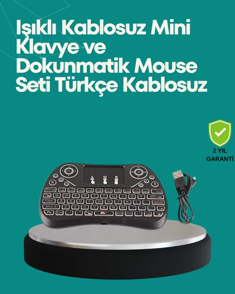 Işıklı Kablosuz Mini Klavye – 2.4 GHz, Dokunmatik Mouse Özellikli - 1
