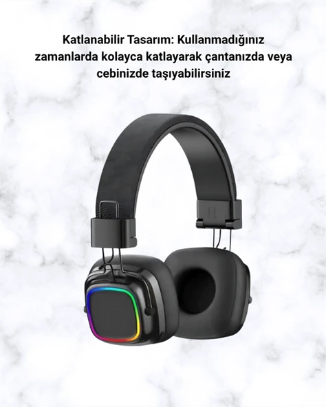 Renkli Işık Efektli Bluetooth 5.3 Müzik Kulaklığı