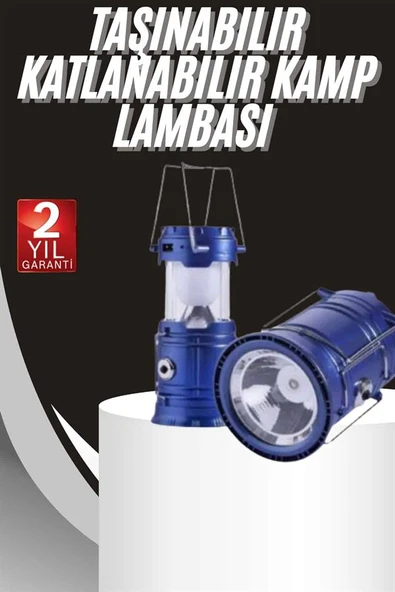 Kamp Lambası Solar Şarjlı Kızaklı Kamp Feneri Led Lamba Işıldak - Resim 2