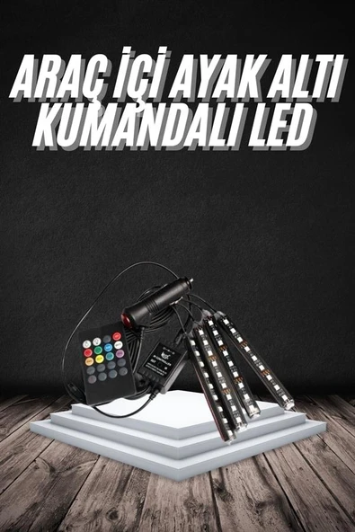 RGB Işıklı Araç İçi Aydınlatma Kumandalı 12'li Led Işık Renk Değiştirebilen - 2