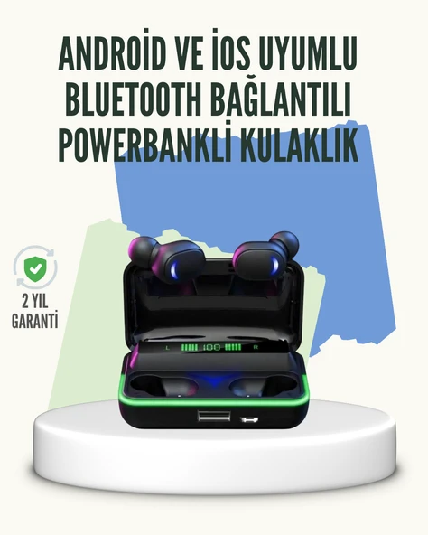E10 Powerbank Şarjlı Bluetooth 5.1 Kulaklık Spor ve Oyun İçin ürün görseli 1