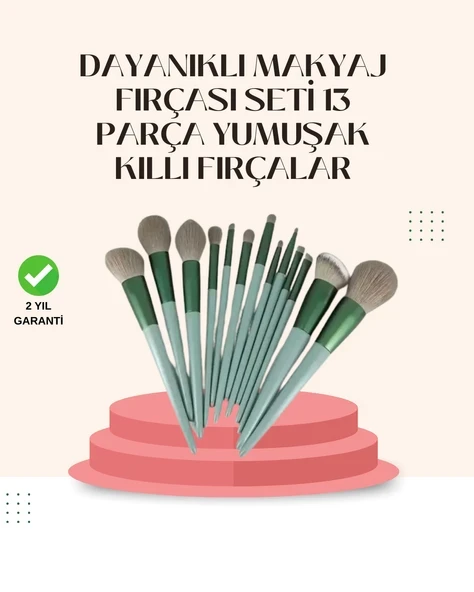 Göz Farı Allık Fondöten İçin Uygun 13'lü Makyaj Fırçası Seti Kompakt Tasarım ürün görseli 1