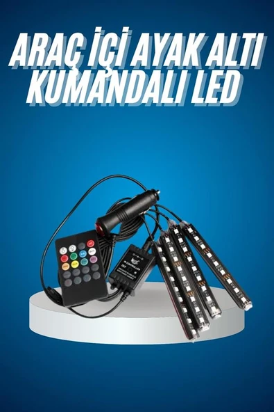 Araç Içi Aydınlatma Kumandalı 12 Led Ayak Altı Led Ambiyans Işığı Sese Duyarlı Kumandalı - Resim 2