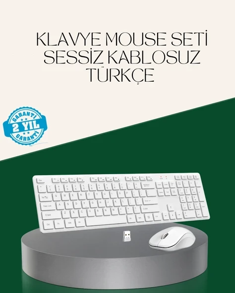 Ergonomik Kablosuz Klavye Mouse Takımı - Tam Boy, Sessiz ve Güvenilir ürün görseli 1