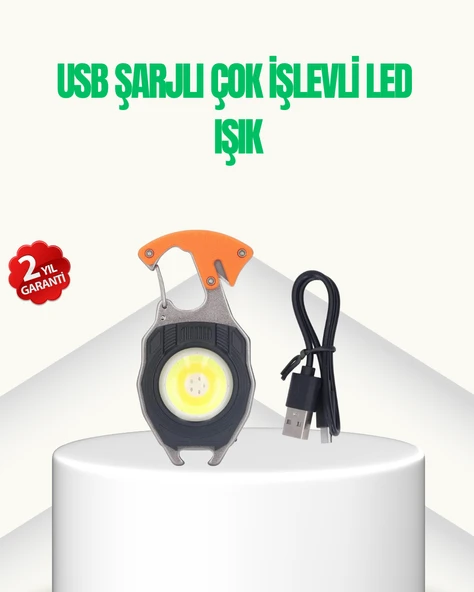 Çok İşlevli USB Şarjlı Anahtarlık Fener ürün görseli