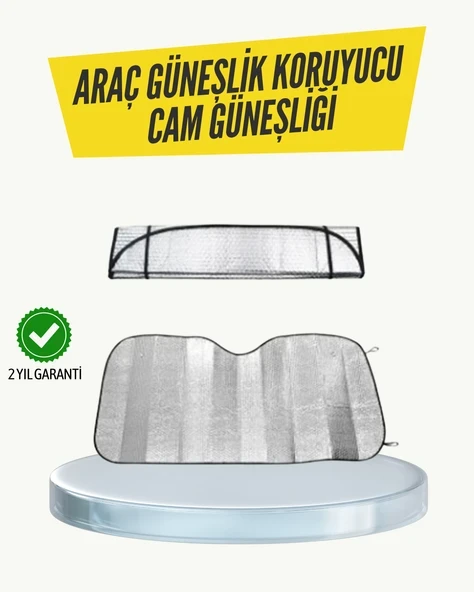 Metalize Reflektörlü Katlanabilir Araç Güneşliği – Yüksek Performanslı Isı ve UV Koruması ürün görseli 1