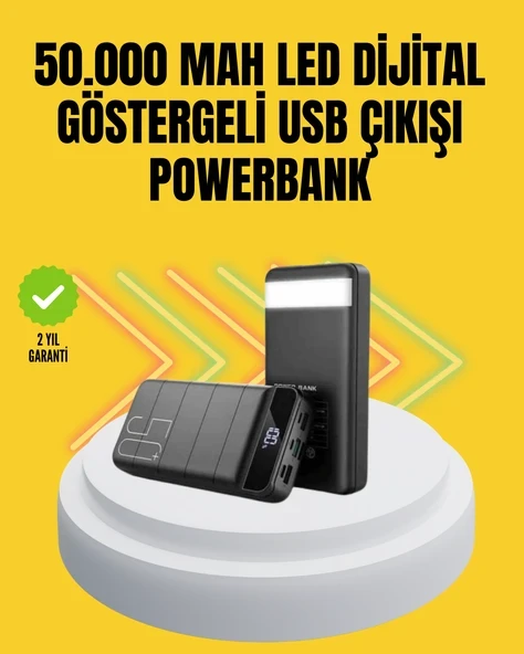Profesyonel 50.000 mAh Powerbank – Aynı Anda Birden Fazla Cihaz Şarj Eden, Dayanıklı ve Güvenli Taşınabilir Şarj Cihazı ürün görseli 1