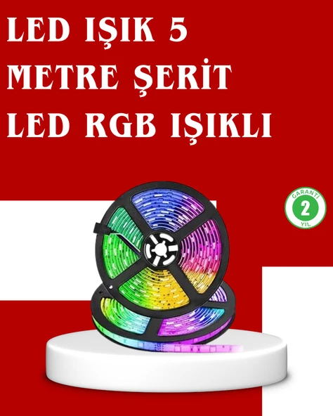 5 Metre Kumandalı RGB Şerit LED Aydınlatma ürün görseli