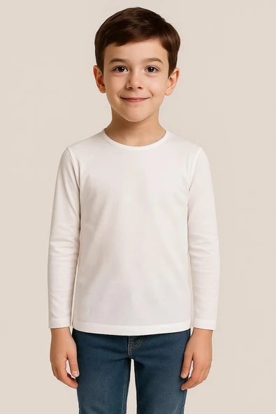 Unisex Çocuk Bisiklet Yaka Uzun Kollu Okul Badi M00748 - 1