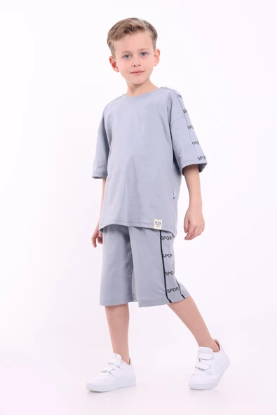 Erkek Çocuk Oversize Sport Baskılı Şortlu Takım M00749 - Resim 5