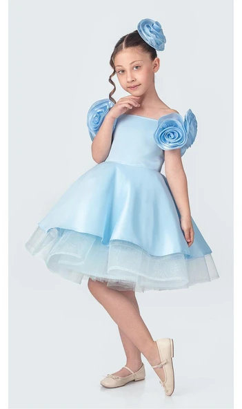 Fanari Krep Saten Gren Destekli Kız Abiye M00735 - 5