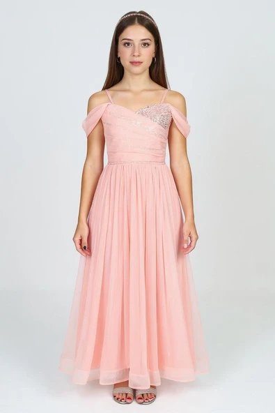 Dilina Kız Çocuk Şifon Abiye M00747 - Resim 4