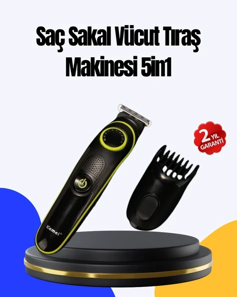 5 Başlıklı Çok Fonksiyonlu Saç Kesme ve Sakal Düzeltme Makinesi Erkek Bakım Aleti ürün görseli 1
