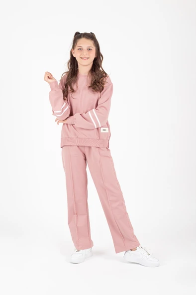 Kız Çocuk Sport Armalı Yan Çıtçıt Detaylı Eşofman Takımı M00759 - Resim 3