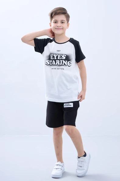 Penye Süprem Baskılı Yazlık Şortlu Takım M00734 - 2