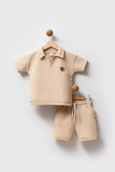 Erkek Çocuk Waffle Kumaş Şortlu Takım M00732 - Resim 8