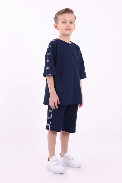 Erkek Çocuk Oversize Sport Baskılı Şortlu Takım M00749 - Resim 4