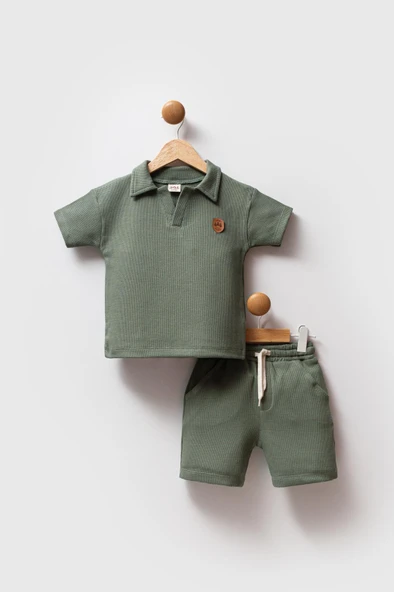 Erkek Çocuk Waffle Kumaş Şortlu Takım M00732 - Resim 3