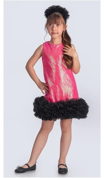 Pul Payet İfestos Taçlı Tütü Çocuk Özel Gün Abiye M00743 - Resim 7