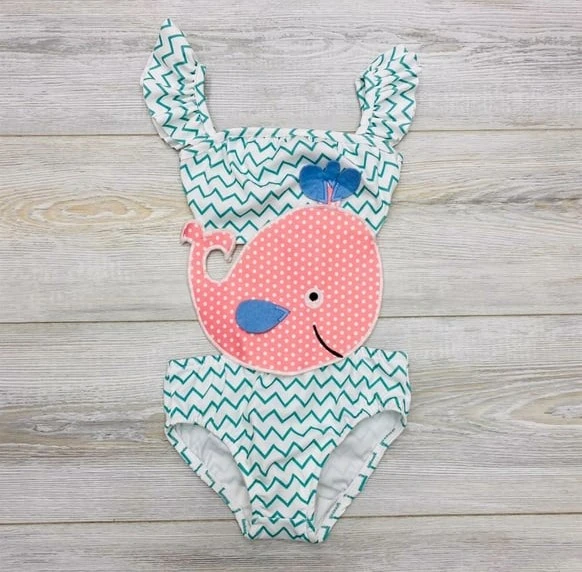 Kız Çocuk Nakış Detay Dalgıç Kumaş Mayo M00740 - Resim 3