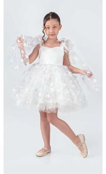 Çiçek Brode Desen İmeros Kız Abiye M00736 - Resim 2