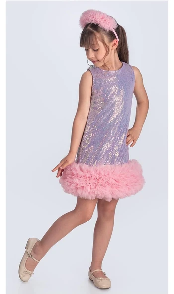 Pul Payet İfestos Taçlı Tütü Çocuk Özel Gün Abiye M00743 - Resim 4