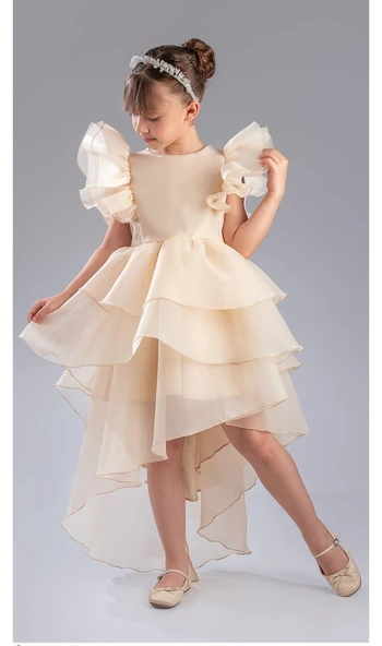 Kız Çocuk Kuyruklu , Taçlı Vragia Abiye Elbise M00745 - 6