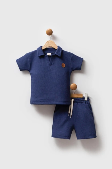 Erkek Çocuk Waffle Kumaş Şortlu Takım M00732 - Resim 2