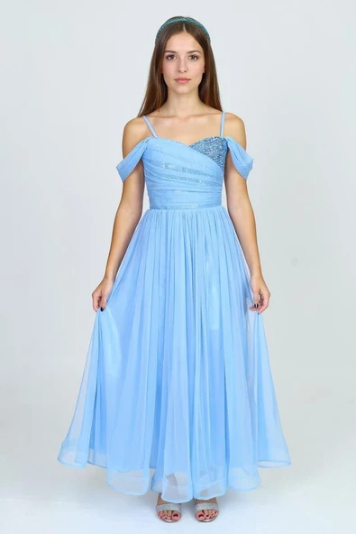 Dilina Kız Çocuk Şifon Abiye M00747 ürün görseli 1