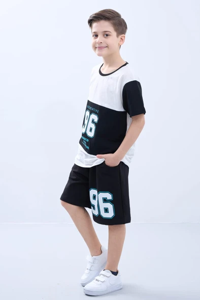 Penye Süprem Baskılı Yazlık Şortlu Takım M00734 - 3