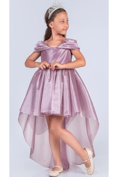 Kız Çocuk Düşük Omuz Detaylı Işıltılı Prenses Elbisesi M00760 - Resim 5