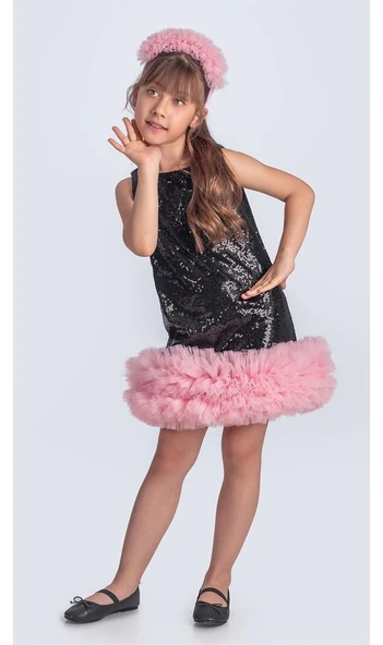 Pul Payet İfestos Taçlı Tütü Çocuk Özel Gün Abiye M00743 - Resim 2