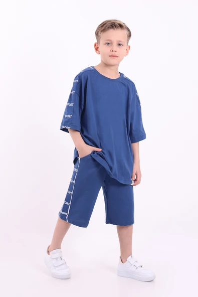 Erkek Çocuk Oversize Sport Baskılı Şortlu Takım M00749 - Resim 3