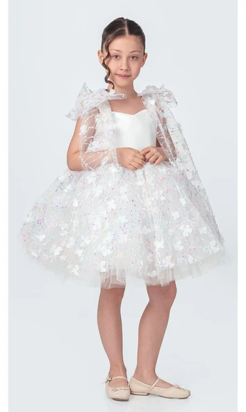 Çiçek Brode Desen İmeros Kız Abiye M00736 ürün görseli 1