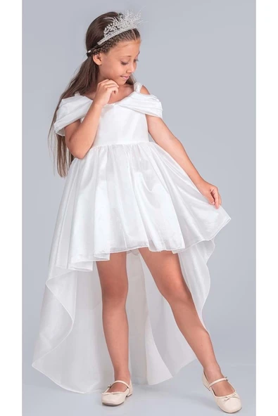 Kız Çocuk Düşük Omuz Detaylı Işıltılı Prenses Elbisesi M00760 - Resim 7