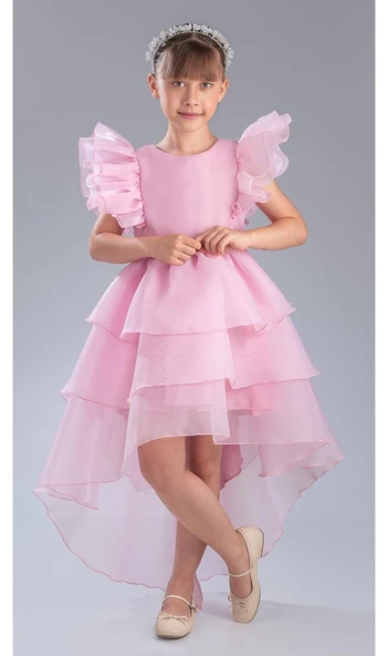 Kız Çocuk Kuyruklu , Taçlı Vragia Abiye Elbise M00745 - 3